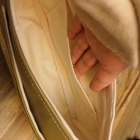 NEW Faux Leather Shoulder Purse Bag Avocado green Greek trim Crossbody Supple! - Picture 9 of 10